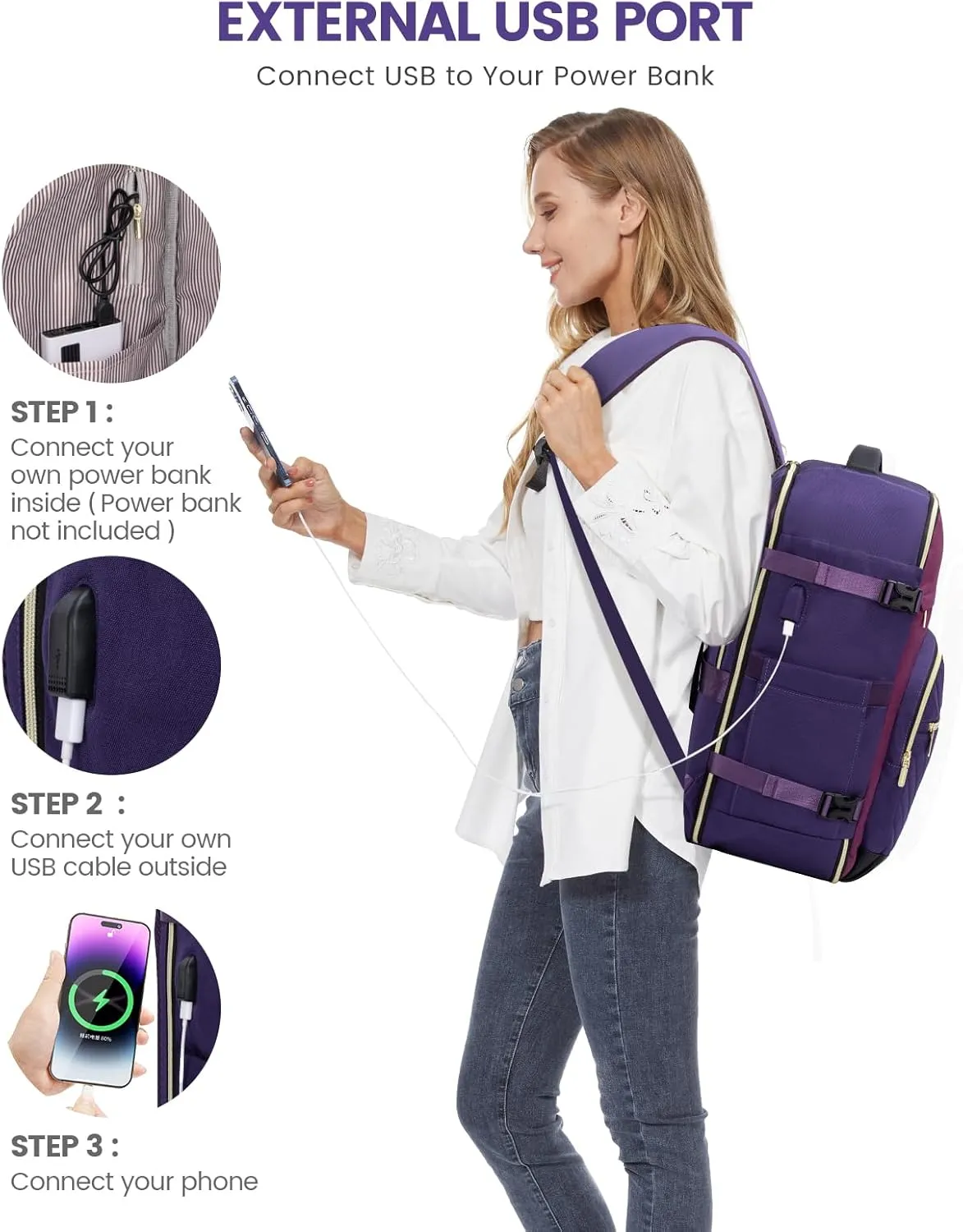 LOVEVOOK Travel Backpack for Women,40L Carry On Backpack for Airplanes,17.3 Inch Laptop Personal Item Travel Bag