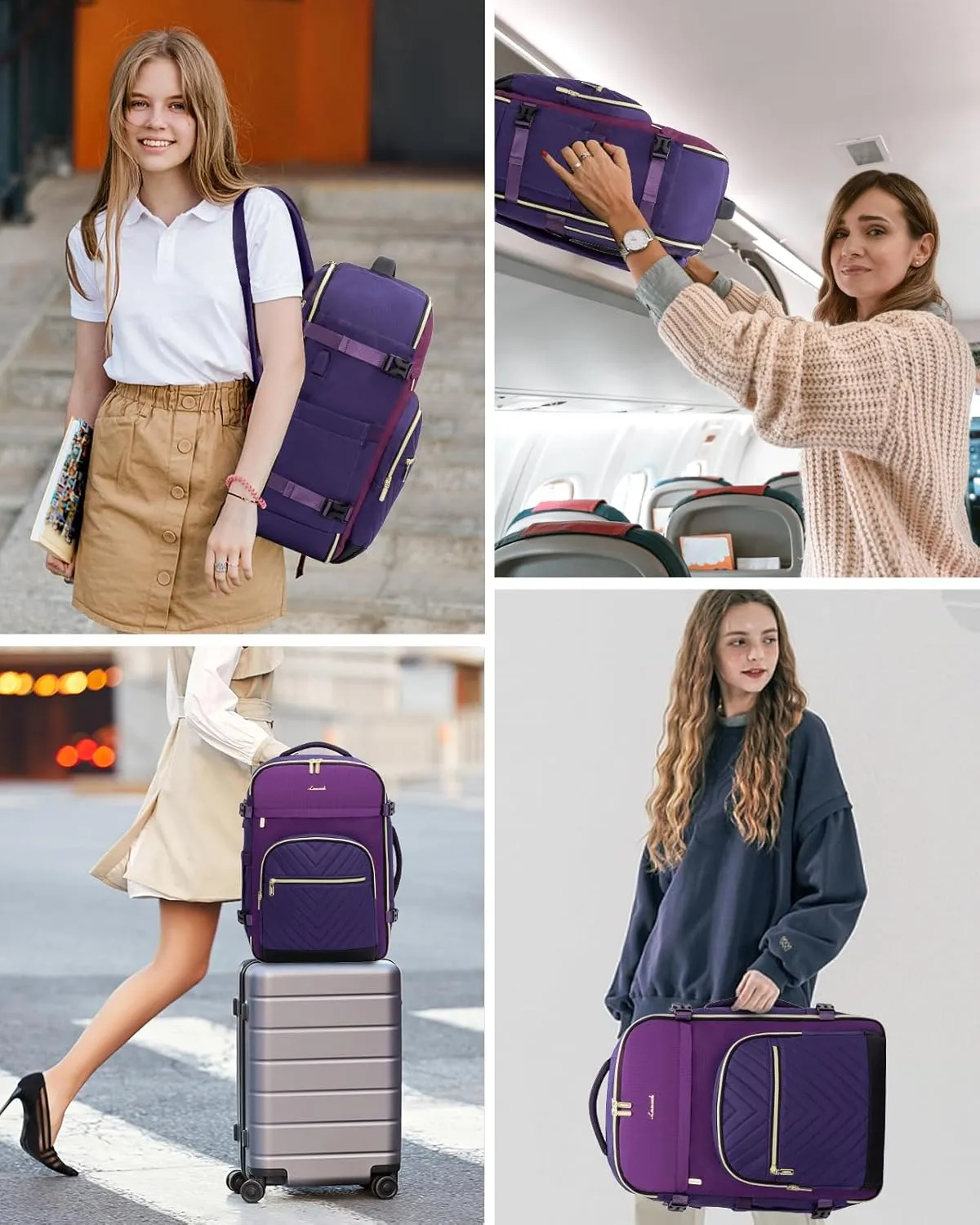 LOVEVOOK Travel Backpack for Women,40L Carry On Backpack for Airplanes,17.3 Inch Laptop Personal Item Travel Bag