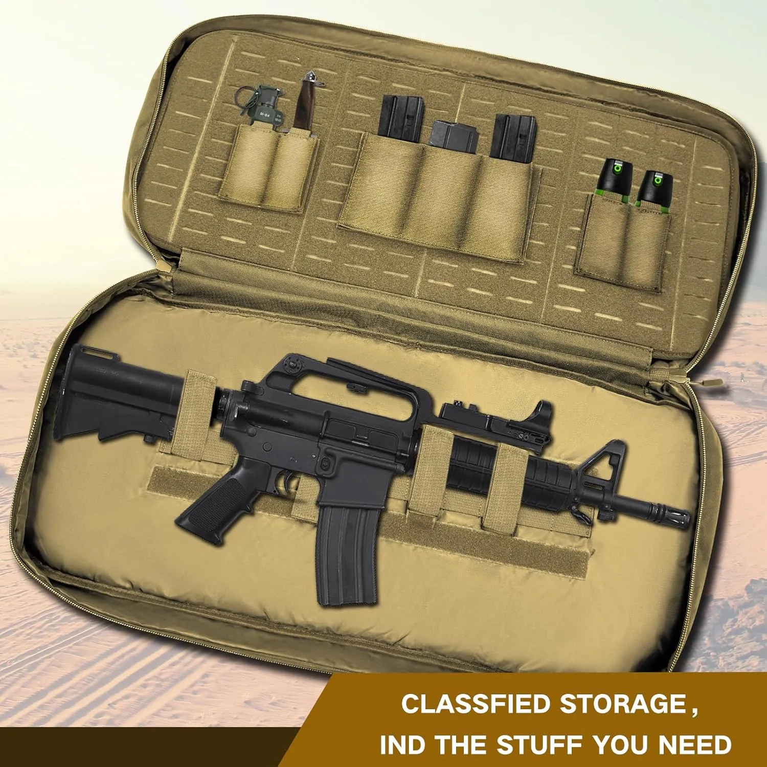 Lovvento Soft Rifle Case Gun Bag Carrying Case Resistant Shooting Range Tactical Pistol Storage Outdoor 30" 36" inch Shotgun Case Water Multi Functional & Multi Pocket Hideable Straps Backpack