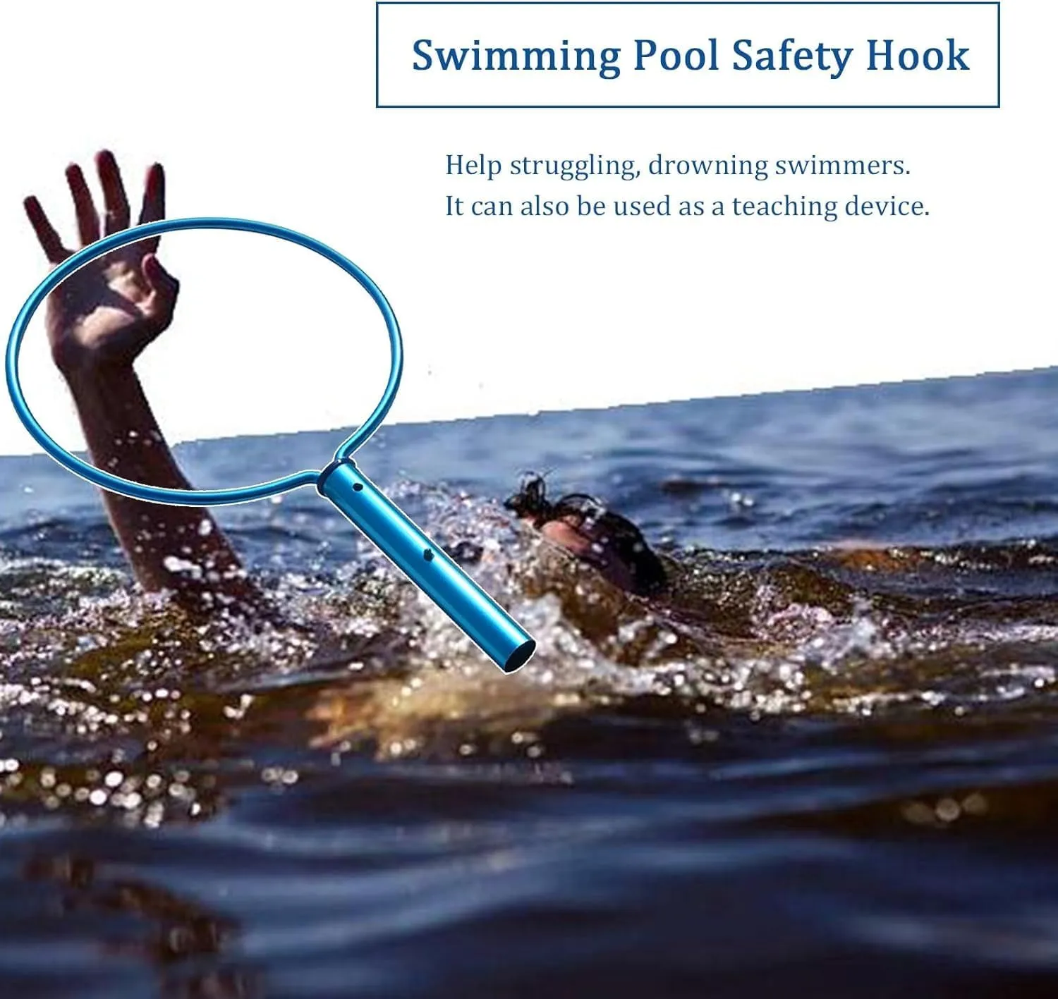 LXXW Rescue Pole Diameter 11in Round Safety Hook Pool Pole, Aluminium Alloy Rescue Life Hook for Help Struggling Swimmers Fire Escape Ladders