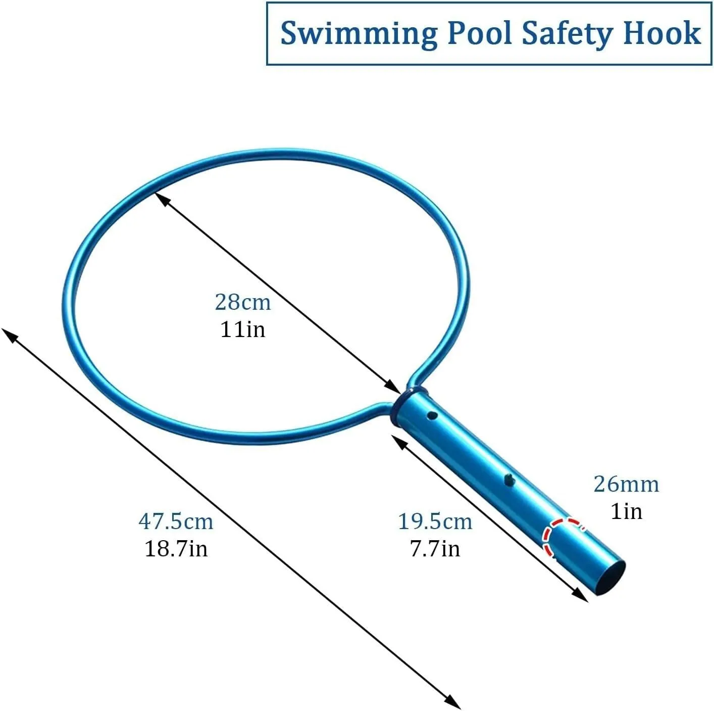 LXXW Rescue Pole Diameter 11in Round Safety Hook Pool Pole, Aluminium Alloy Rescue Life Hook for Help Struggling Swimmers Fire Escape Ladders