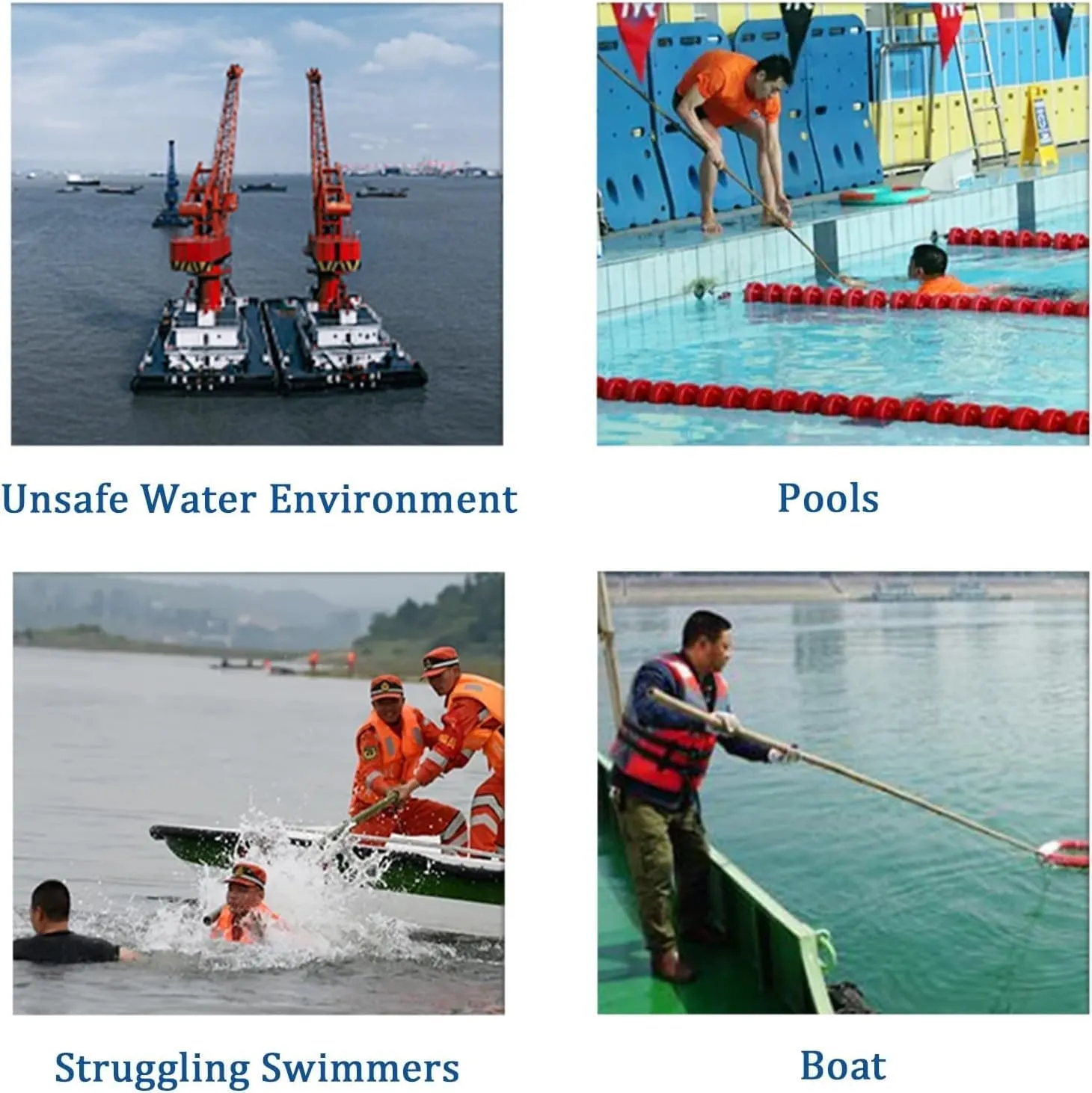 LXXW Rescue Pole Diameter 11in Round Safety Hook Pool Pole, Aluminium Alloy Rescue Life Hook for Help Struggling Swimmers Fire Escape Ladders