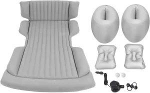 lyrlody Car Inflatable Mattress, Car Air Bed PVC & Flock Car Inflatable Bed SUV Air Mattress Car Sleeping Bed with 2 Support Pillars Electric Pump for Camping Outdoor