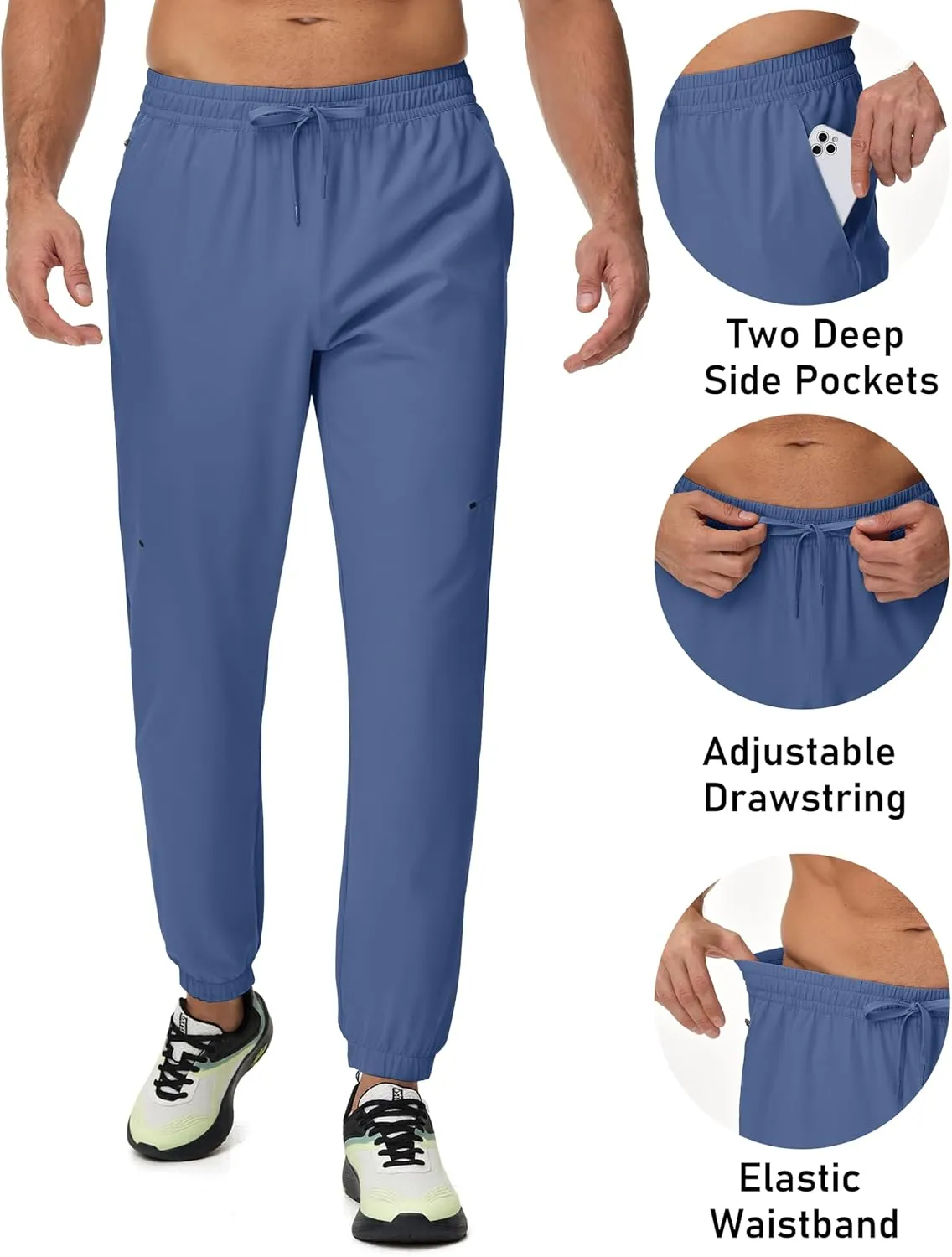 MAGCOMSEN Men's Lightweight Hiking Pants Quick Dry Travel Pants for Men with 3 Pockets Breathable for Casual Outdoor