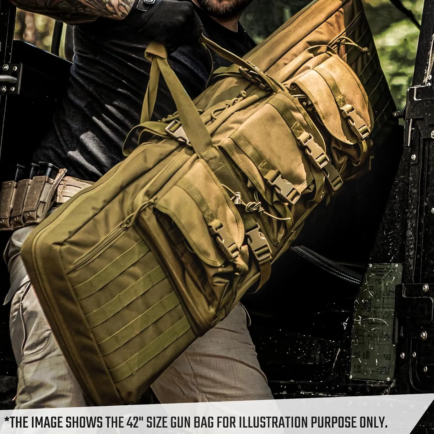 Magshion 36/40/42/47 Inch Soft Double Rifle Case, Long Gun Bags for Pistol Firearm Storage and Transportation, Hunting Shooting Range Tactical Rifle Backpack with Lockable Zipper and Molle System