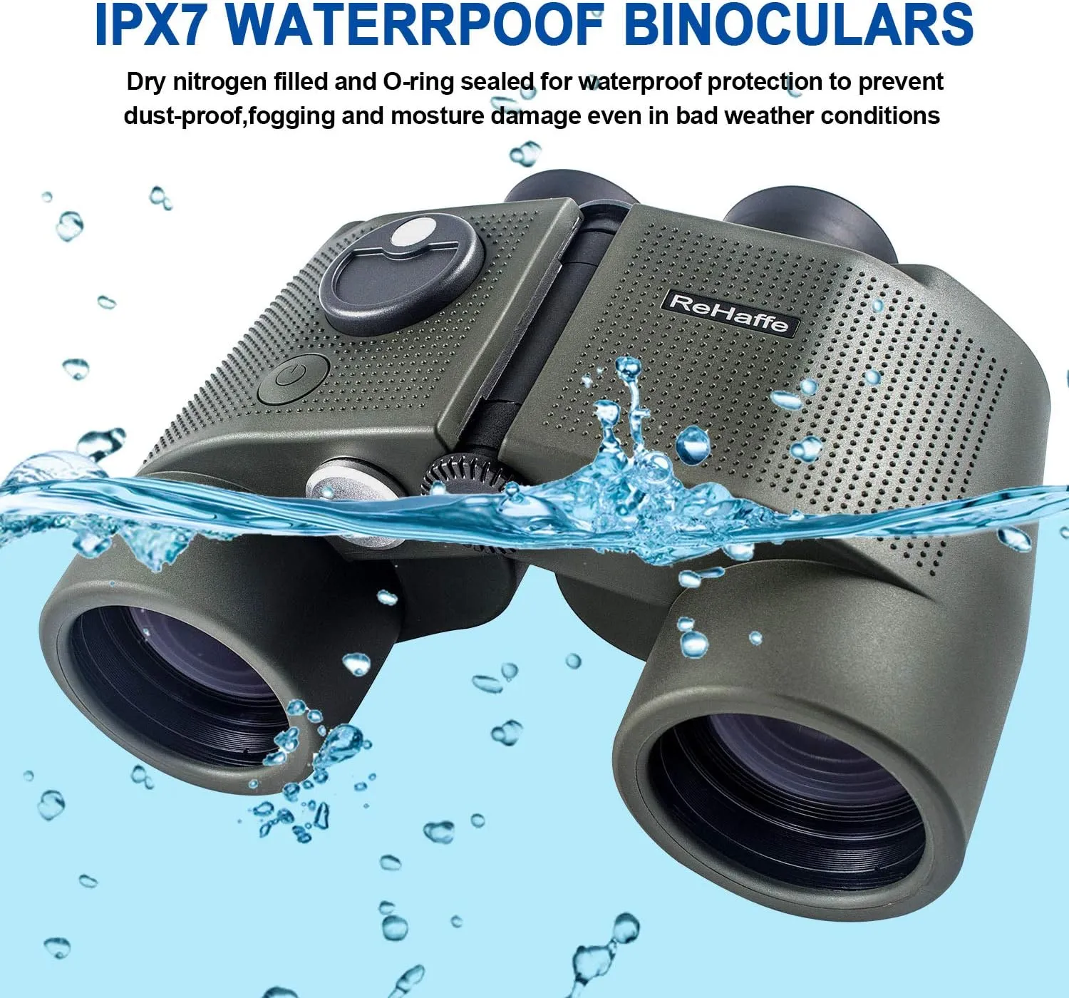Marine Binoculars 7x50 Waterproof,HD Wide View Clear Image Military Binocular with Rangefinder and Illuminated Compass for Boating Sailing Hunting and Traveling
