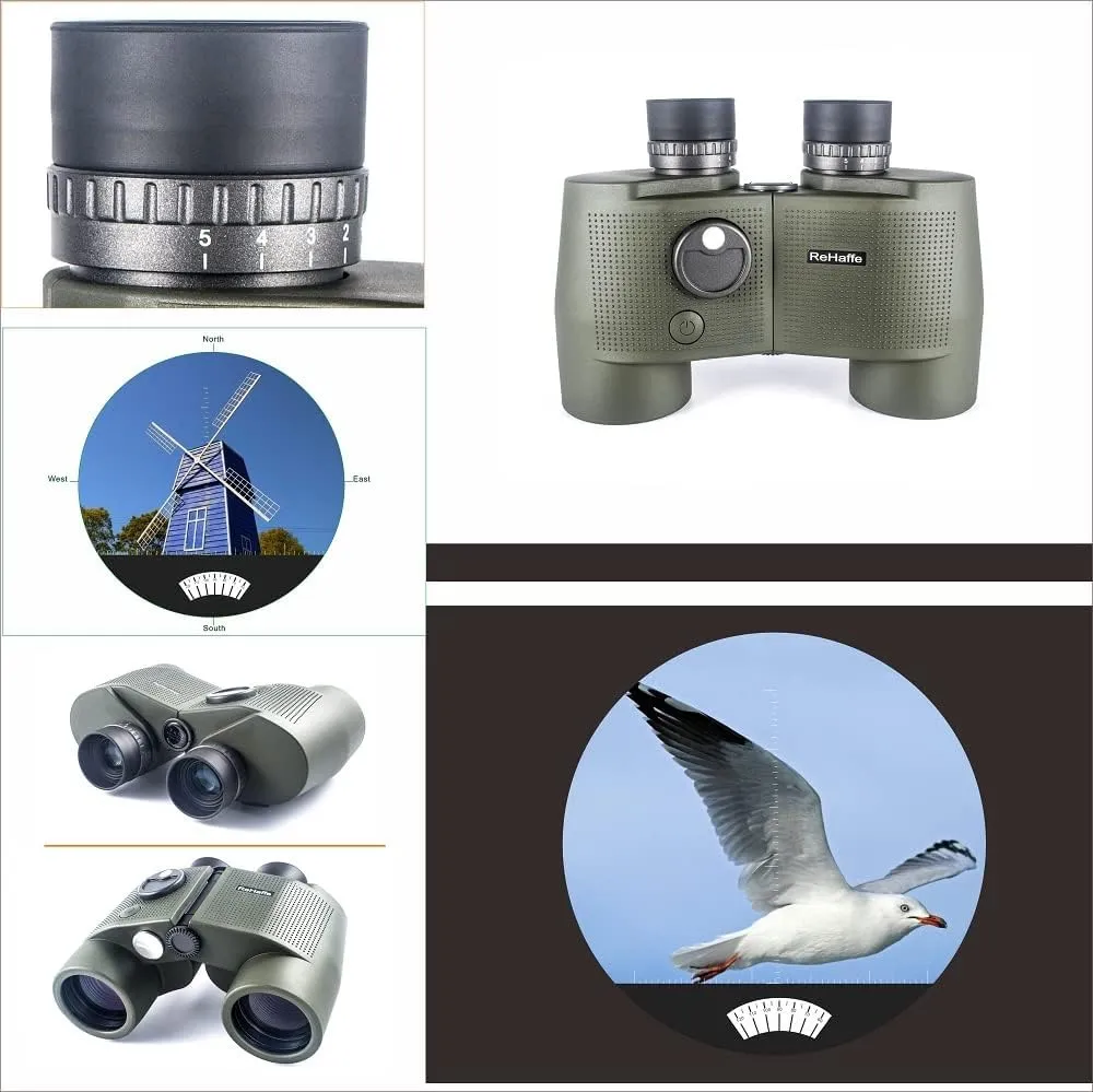 Marine Binoculars 7x50 Waterproof,HD Wide View Clear Image Military Binocular with Rangefinder and Illuminated Compass for Boating Sailing Hunting and Traveling