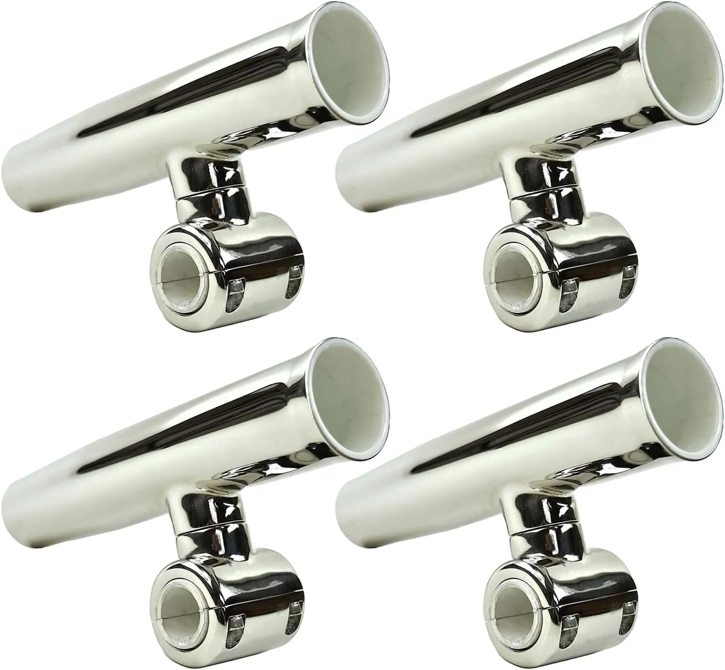 MARINE CITY Adjustable Fishing Rod Holder, 304 Stainless Steel Clamp-on, Fits 1 Inch to 1-1/4 Inch Rails, Ideal for Marines, Boats, Ships, Yachts