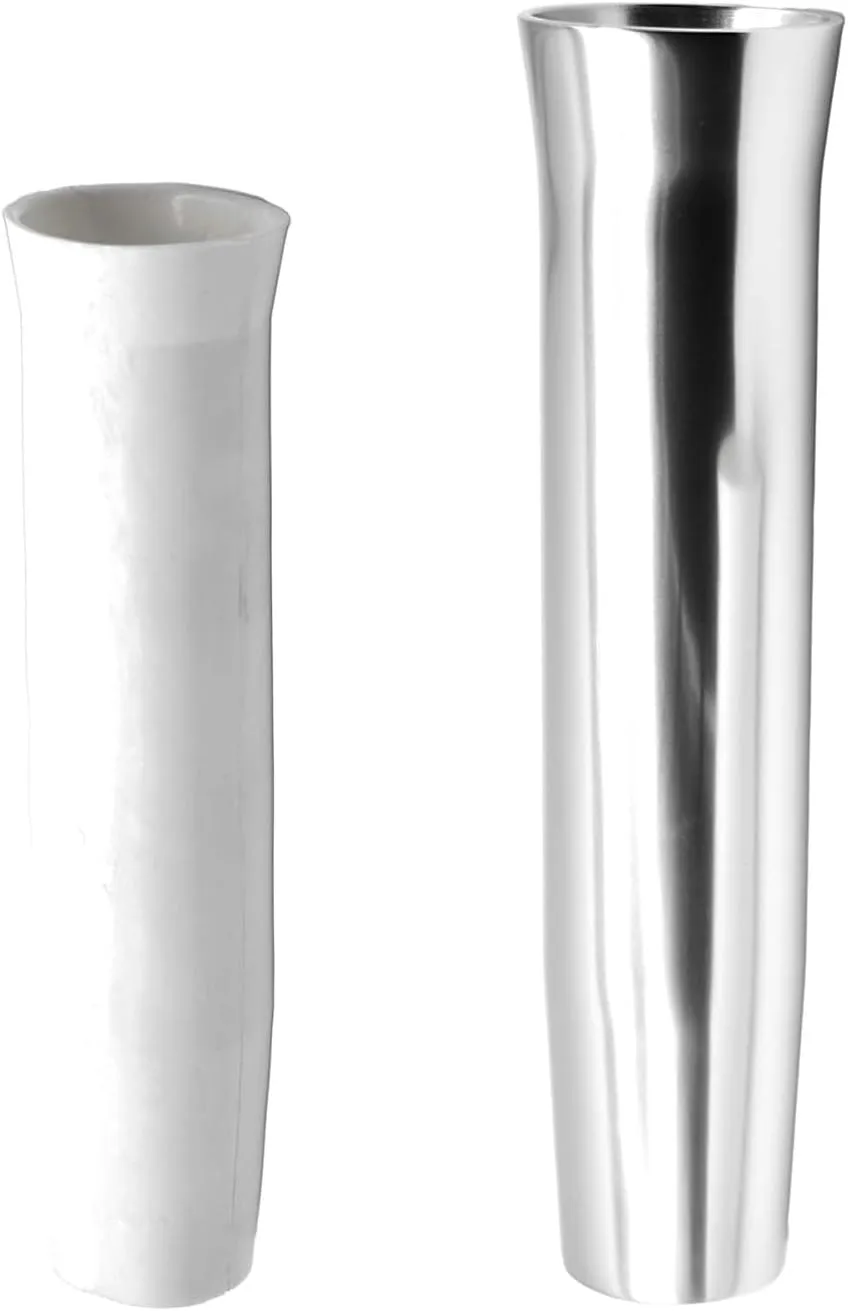 MARINE CITY Adjustable Fishing Rod Holder, White Anodized Aluminum Flared Weld-on Vinyl Insert (Length: 10 Inches, Dia: 1-7/8 Inches),for Boats, Yachts, Marines