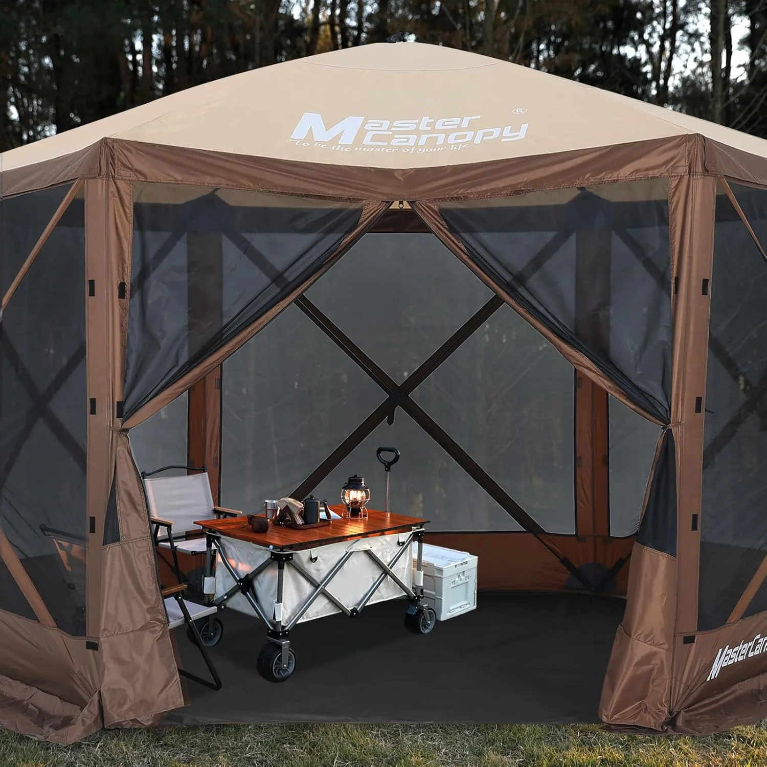 MASTERCANOPY Hexagonal Tent Footprint, 12x12FT Camping Footprint with Storage Bag