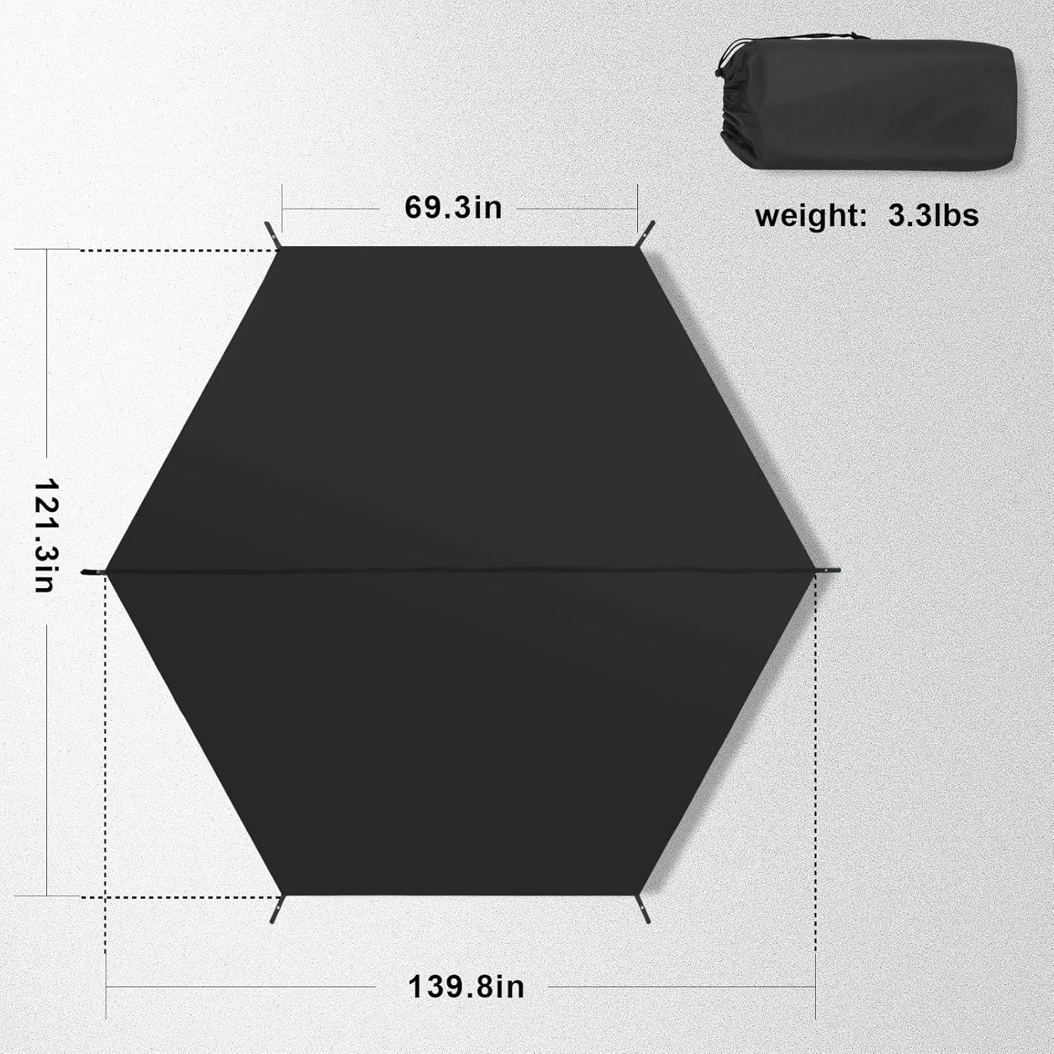 MASTERCANOPY Hexagonal Tent Footprint, 12x12FT Camping Footprint with Storage Bag