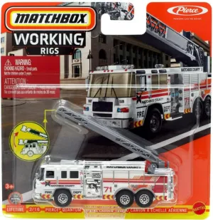 Matchbox Working Rigs Pierce Quantum Aerial Ladder Truck, 2/16
