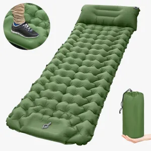 matelas de camping gonflable avec oreiller intégré et pompe