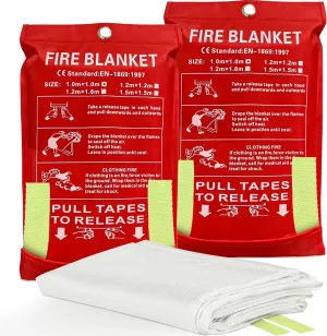 MBB Wholesaling Fire Blanket Emergency for Home and Kitchen, 2 Pack 40"x40" Emergency Fire Extinguisher & Life Saving Blanket for Camping Car Office Schools Warehouses Fireplace Grill
