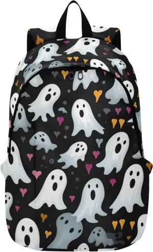 MCHIVER Travel Backpack Halloween Cute Ghost Casual Daypack Backpacks Lightweight Carry on Bag Water Resistant Hiking Backpack for Men and Women