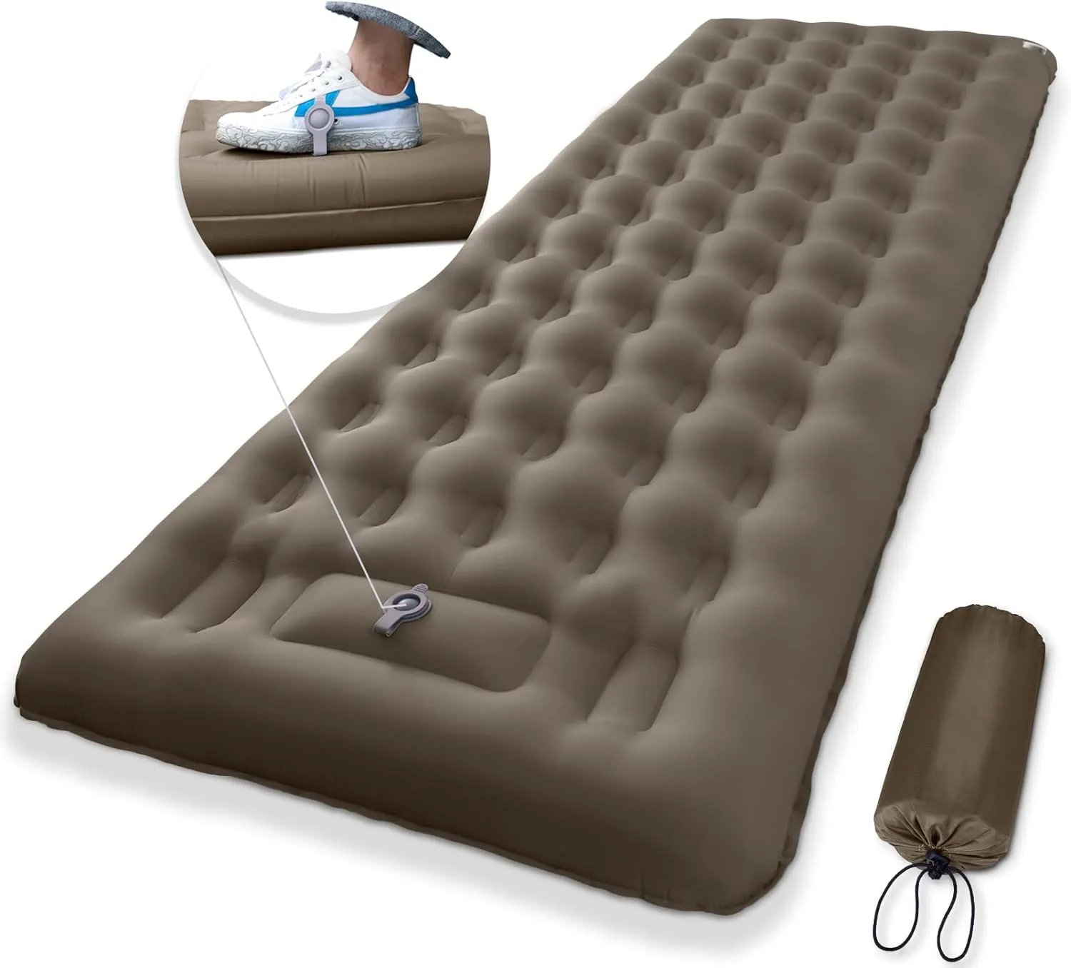 MEETPEAK Extra Thickness 5 inch Inflatable Sleeping Pad - Ultralight Compact Camping Sleeping Mat With Built-in Pump, Portable Camping Air Mattress for Tent Hiking Backpacking Traveling