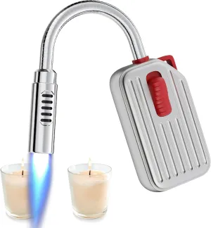 Megainvo Butane Lighter Torch Long Lighter Gas Refillable Fireplace Lighter with Adjustable and Continuous Flame, Long Neck Camping Lighter for Candle Fireplace Grill Camping (No Butane Included)