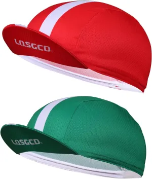 Meicynhoger 2-Pack Breathable Bike Cap Under Helmet for Men & Women, Polyester MTB Cycling Caps with Sun Visor