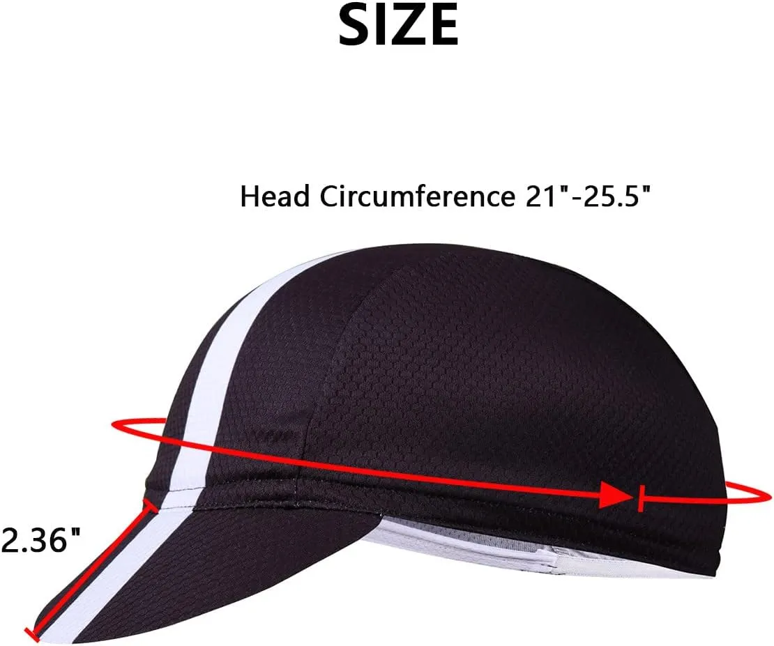 Meicynhoger 2-Pack Breathable Bike Cap Under Helmet for Men & Women, Polyester MTB Cycling Caps with Sun Visor