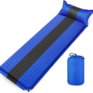 Memory Camping Pad Inflatable Sleep Mat 196x68x4cm Durable Waterproof Comfortable Splice for Double or Triple Dark Blue