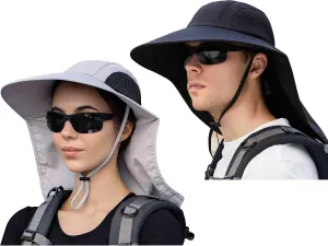 Men Women Sun Hat with Neck Flap, Wide Brim Fishing and Hiking Hats, UPF 50  UV Protection for Kayaking Gardening Farming