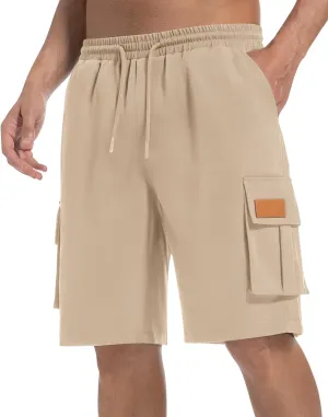 Mens Cargo Shorts Lightweight Stretch Hiking Shorts Casual Shorts Elastic Waistband 5 Pockets Work Shorts