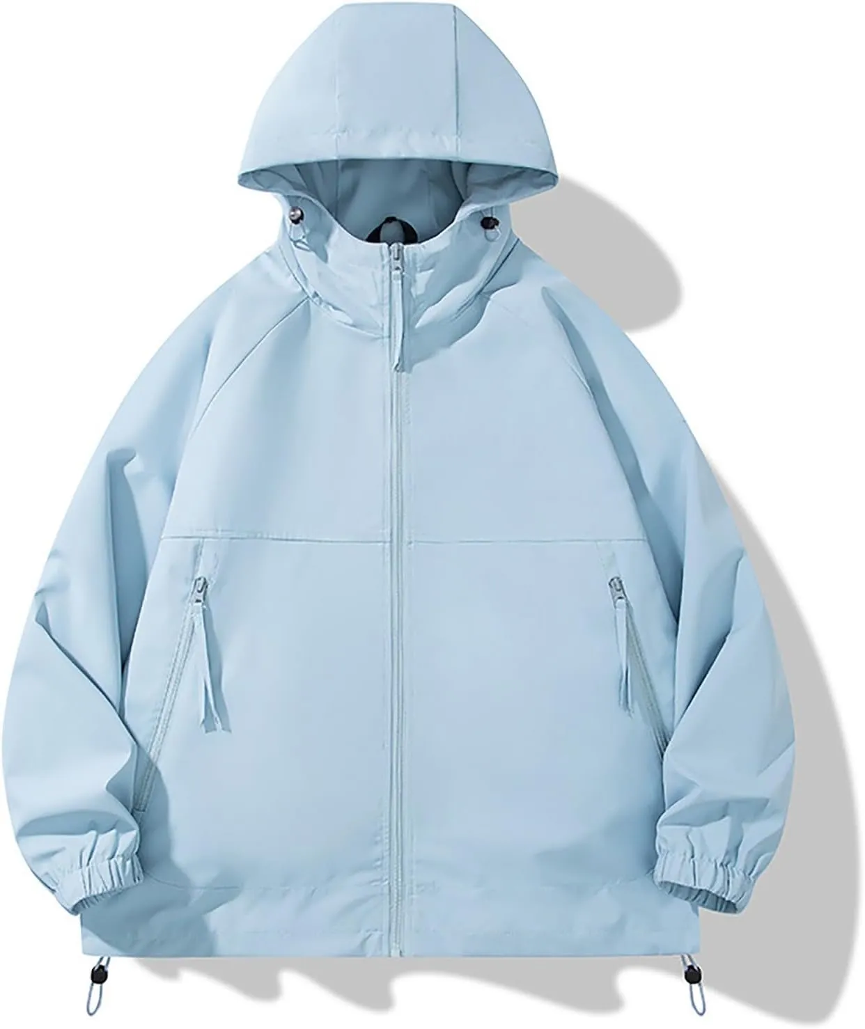 Men's Rain Jacket Waterproof Hooded Lightweight Breathable Active Outdoor Raincoat for Outdoor Cycling Hiking Running