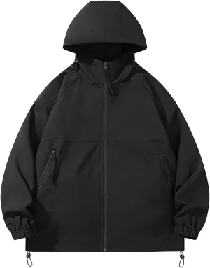 Men's Rain Jacket Waterproof Hooded Lightweight Breathable Active Outdoor Raincoat for Outdoor Cycling Hiking Running