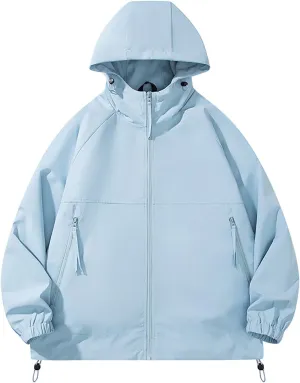 Men's Rain Jacket Waterproof Hooded Lightweight Breathable Active Outdoor Raincoat for Outdoor Cycling Hiking Running