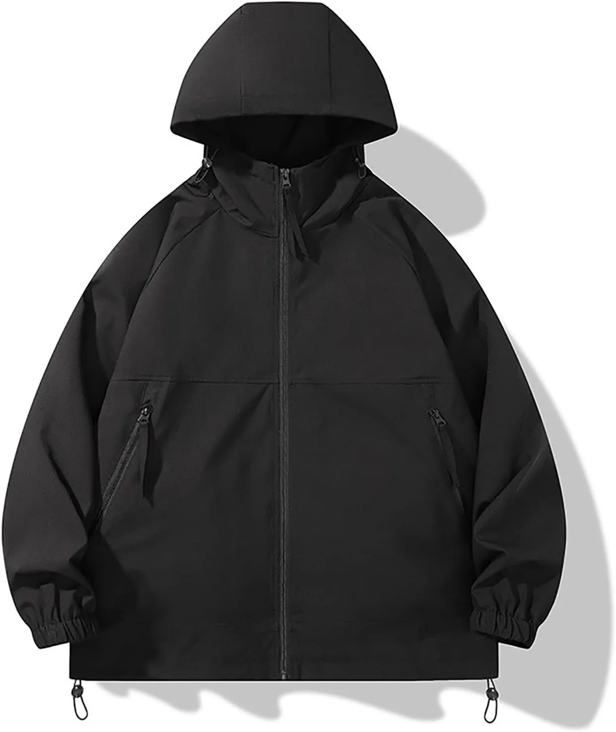 Men's Rain Jacket Waterproof Hooded Lightweight Breathable Active Outdoor Raincoat for Outdoor Cycling Hiking Running