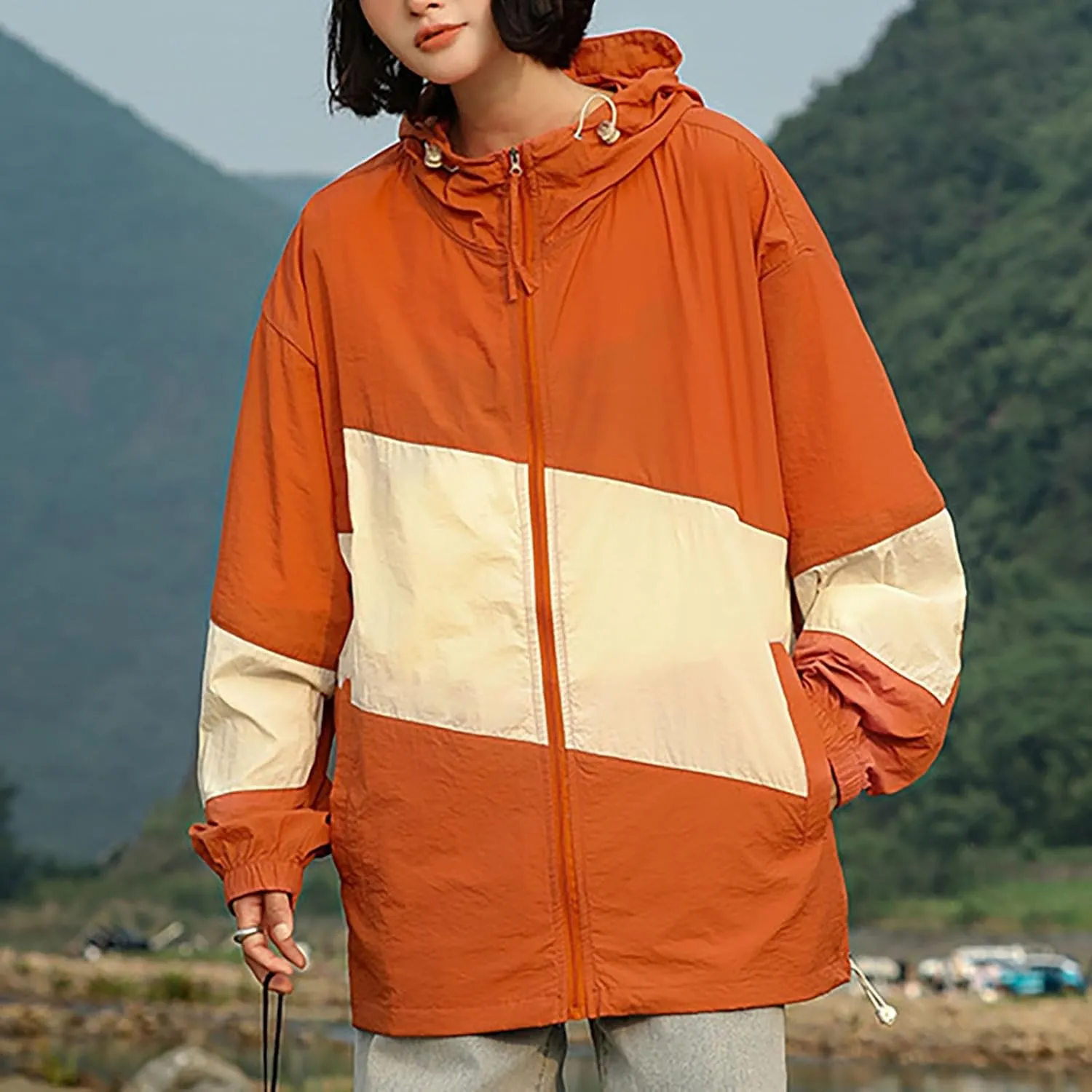 Men's Rain Jacket Waterproof Running Cycling Breathable Jacket Lightweight Windbreaker Casual Outdoor Hiking Jackets