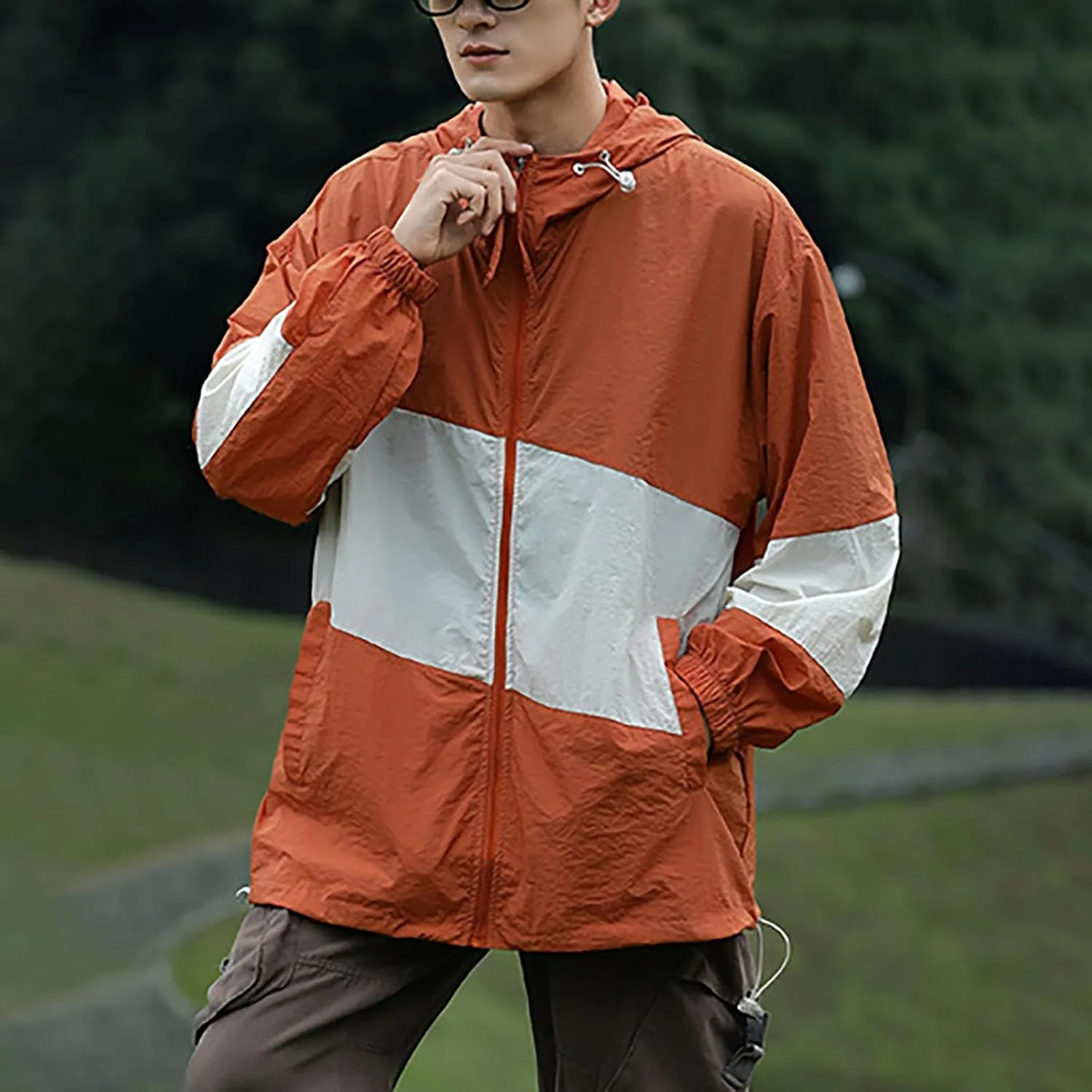 Men's Rain Jacket Waterproof Running Cycling Breathable Jacket Lightweight Windbreaker Casual Outdoor Hiking Jackets
