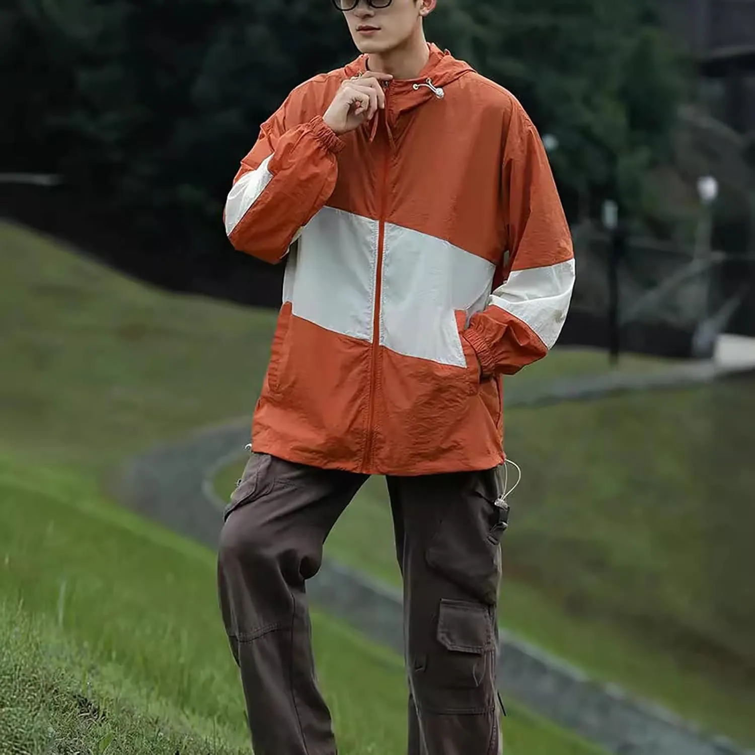 Men's Rain Jacket Waterproof Running Cycling Breathable Jacket Lightweight Windbreaker Casual Outdoor Hiking Jackets