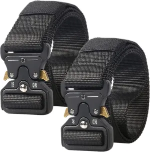 Mens Tactical Belt, Military Hiking Rigger Safety Nylon Work Waist Belt with Heavy Duty Quick Release Buckle
