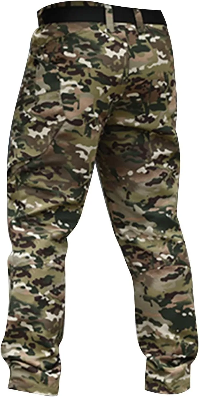Mens Tactical Pants Hunting Camo Stretch Pant Waterproof Cargo Moisture Wicking Pants with Pockets