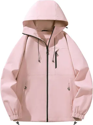 Men's Waterproof Lightweight Rain Jacket Breathable Active Outdoor Hiking Hooded Raincoat Casual Windbreaker Jackets