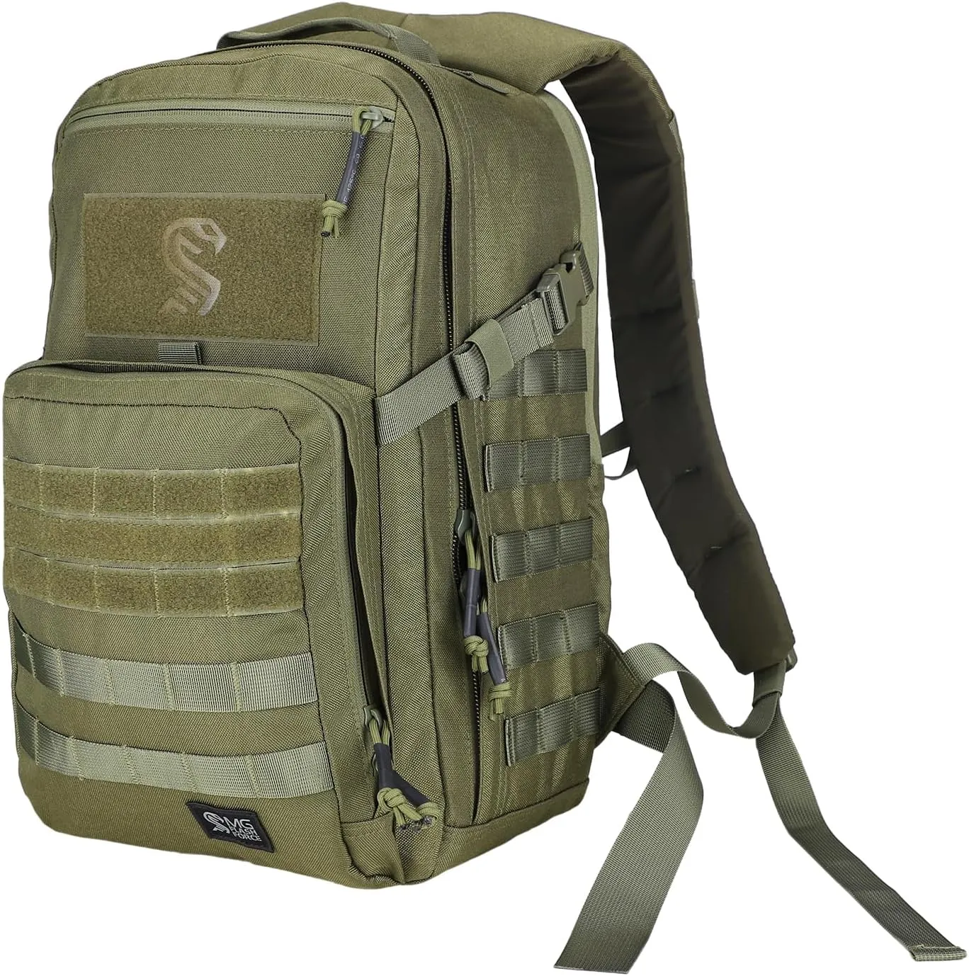 MGFLASHFORCE Molle Military Tactical Backpack for Men, 24L Daypack Army Rucksack Assault Pack, Bug Out Bag, 15.6" Laptop Compartment (Green)