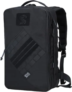 MGFLASHFORCE Tactical Travel Backpack for Men, Molle Work Daypack, Carry On Bag, 16" Laptop Compartment, Expandable 21L to 30L (Black)