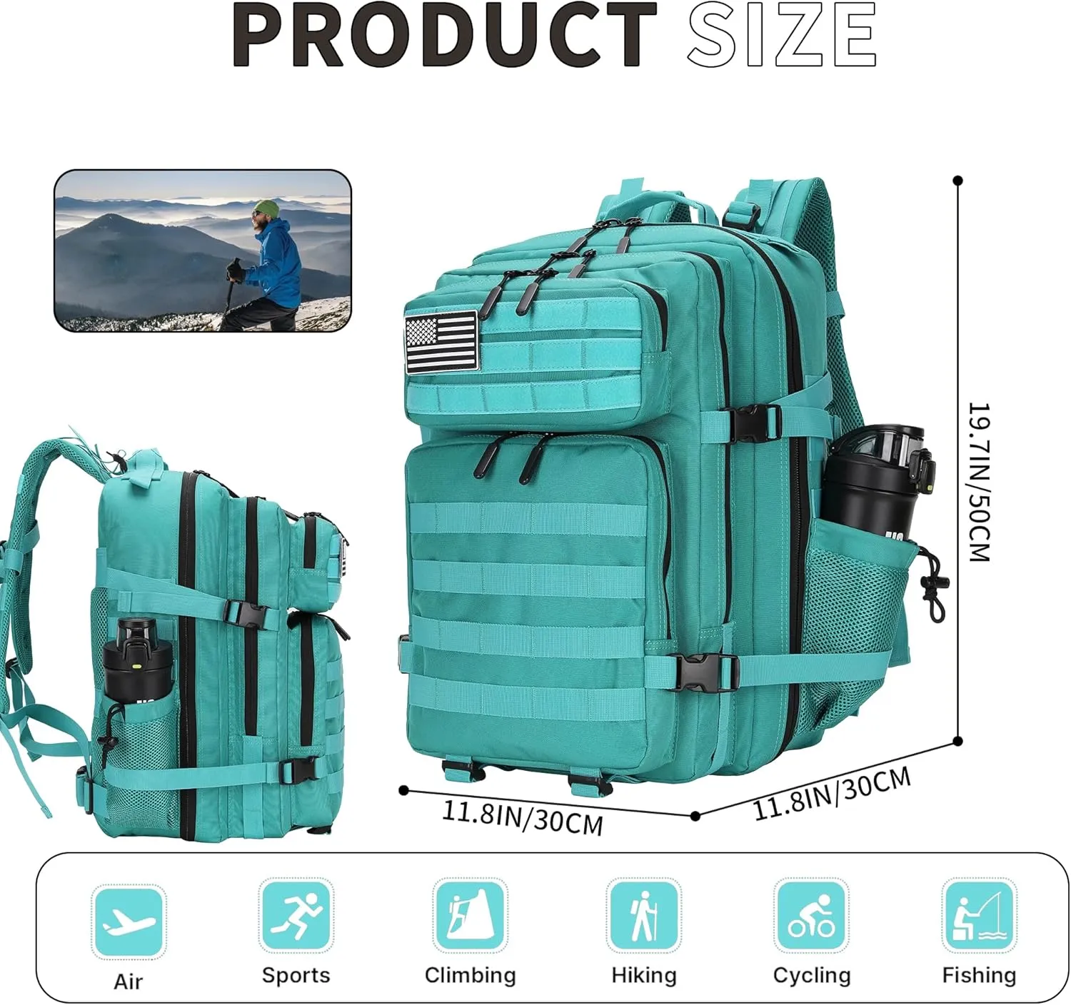 Military 45L Tactical Assault Backpack 3 day assault pack with Molle Waterproof backpack Rucksack for Tactical Backpacks