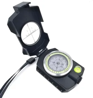 Military Compass with Lensatic Sighting Inclinometer Thermometer Level Indicator