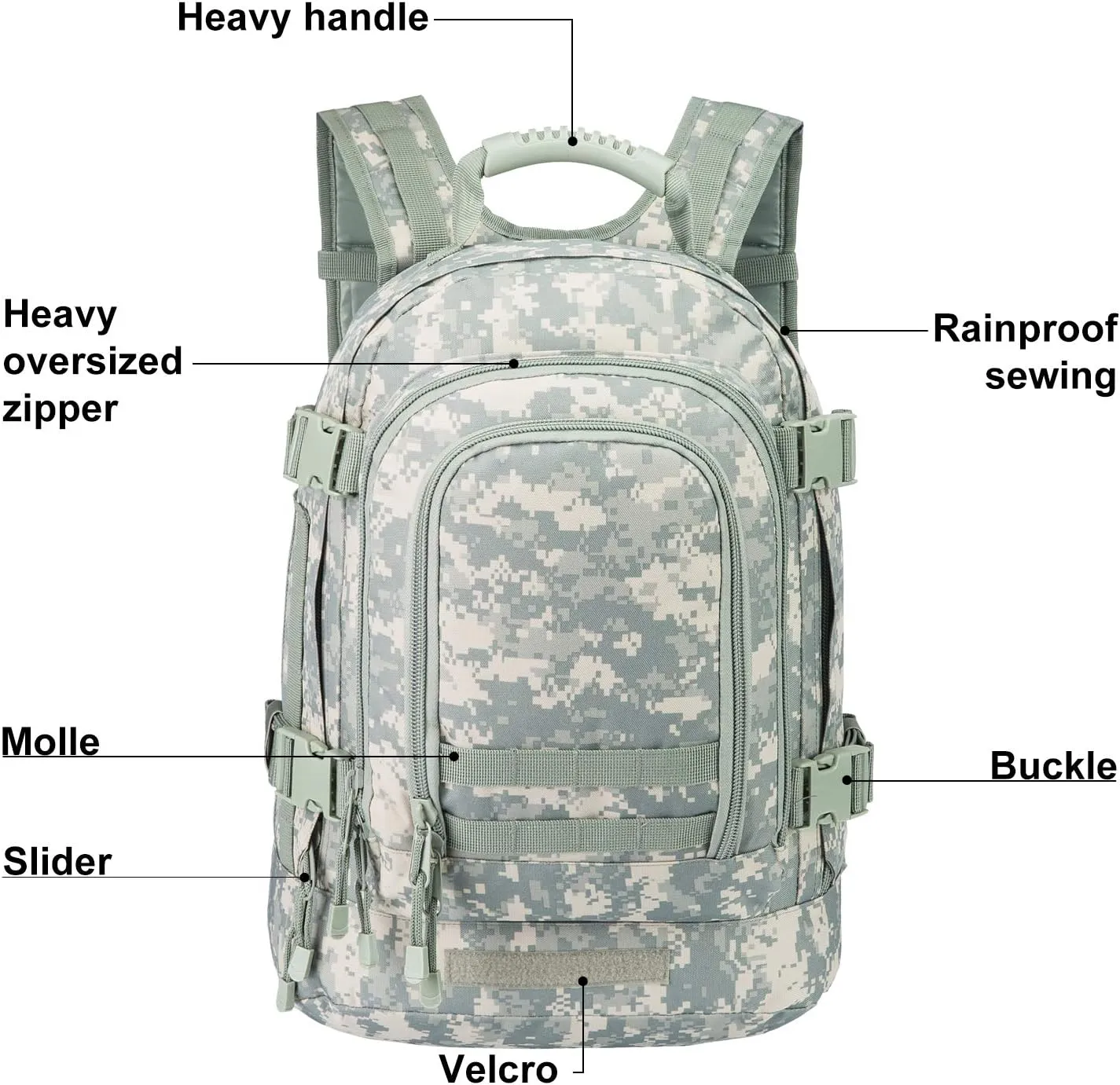 Military Outdoor Backpack Expandable Backpack Tactical Daypack With Waist Strap for Hiking Hunting Outdoor (ACU)