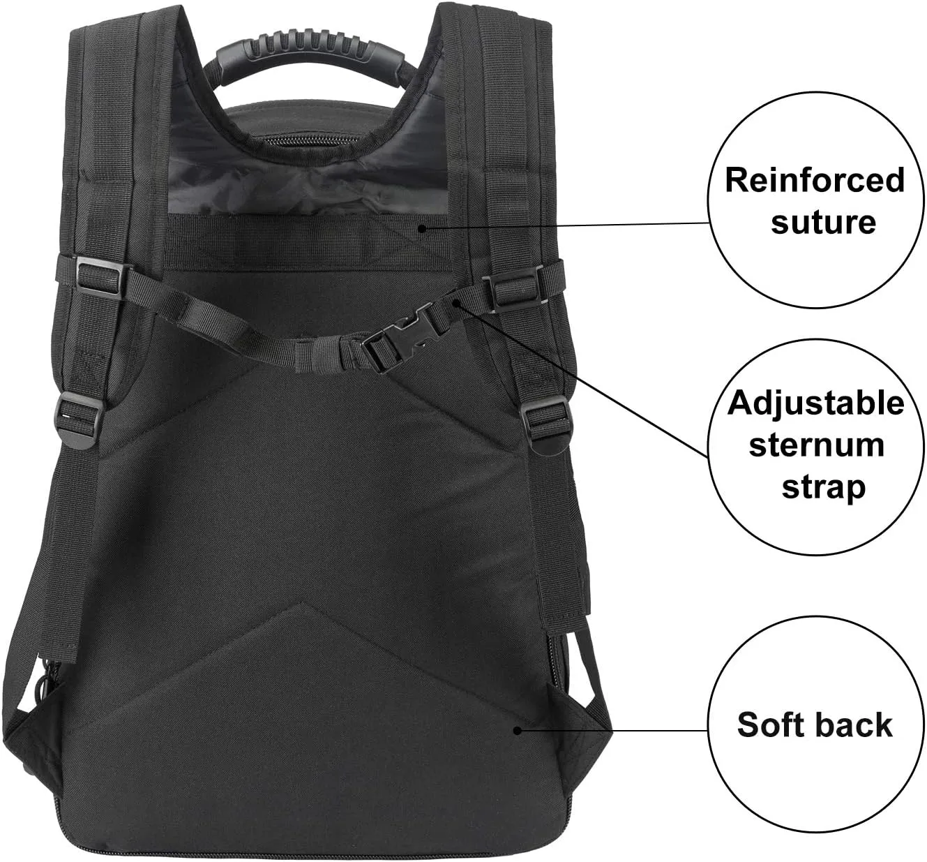 Military Outdoor Backpack Expandable Backpack Tactical Daypack With Waist Strap for Hiking Hunting Outdoor (Black)