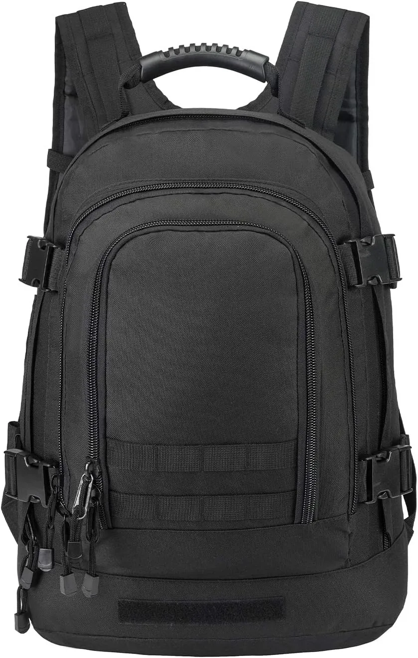 Military Outdoor Backpack Expandable Backpack Tactical Daypack With Waist Strap for Hiking Hunting Outdoor (Black)