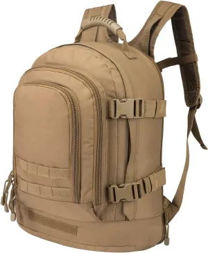 Military Outdoor Backpack Expandable Backpack Tactical Daypack With Waist Strap for Hiking Hunting Outdoor (Tan)