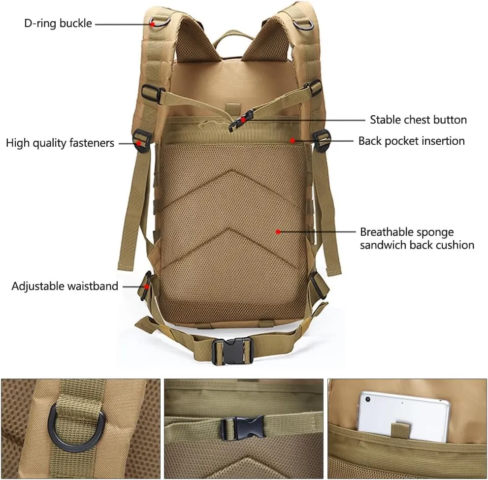 Military Tactical Backpack 3 Day Assault Pack Army Molle Bag Backpacks Rucksack 35L (ACU Digital)