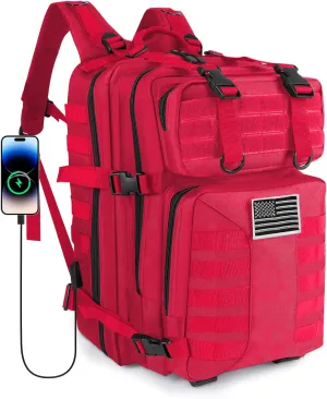 Military Tactical Backpack - 45L Large Assault Tactical Backpacks Molle Hiking Pack 3 Days Bug Out Bag - Waterproof Army Rucksack Tactical Gear for Camping/Traveling/Gym/Fishing-Red