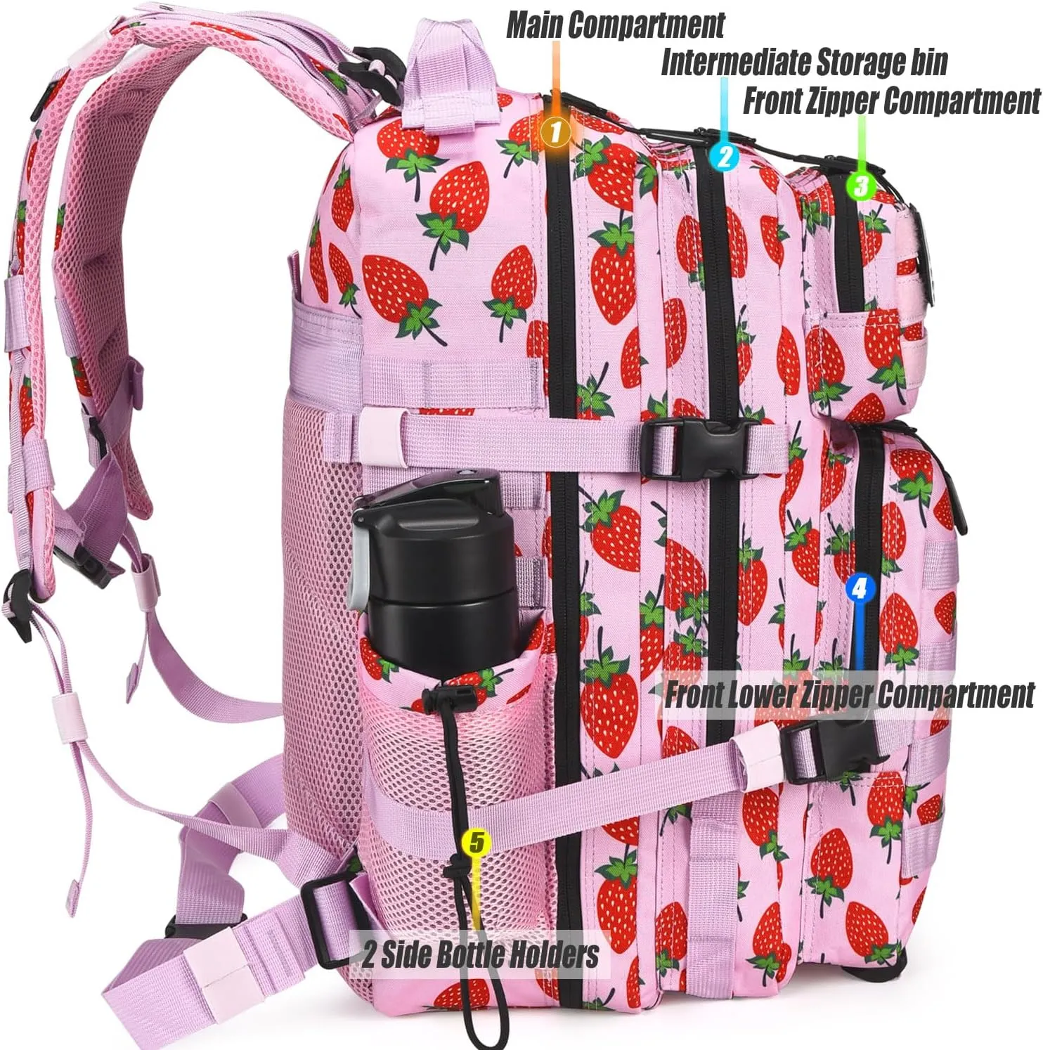 Military Tactical Backpack 45L Large Tactical Backpack for Men, Hiking Rucksack With Bottle Holder