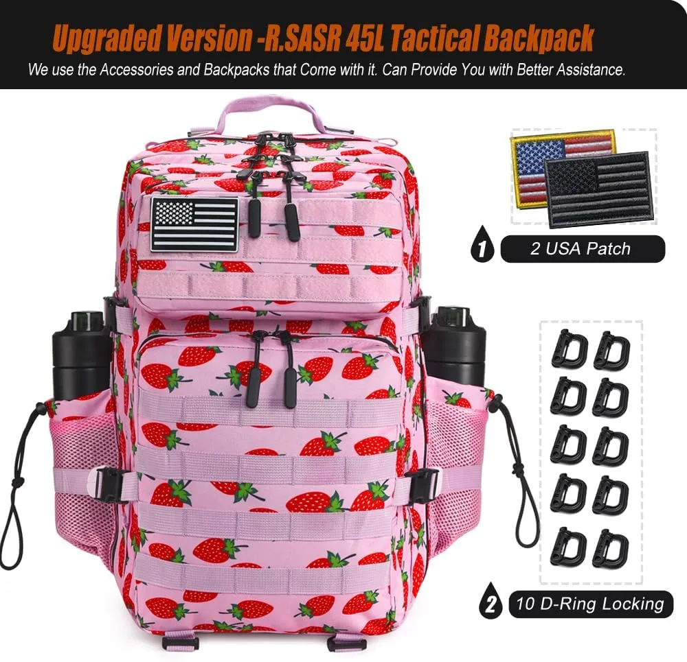 Military Tactical Backpack 45L Large Tactical Backpack for Men, Hiking Rucksack With Bottle Holder