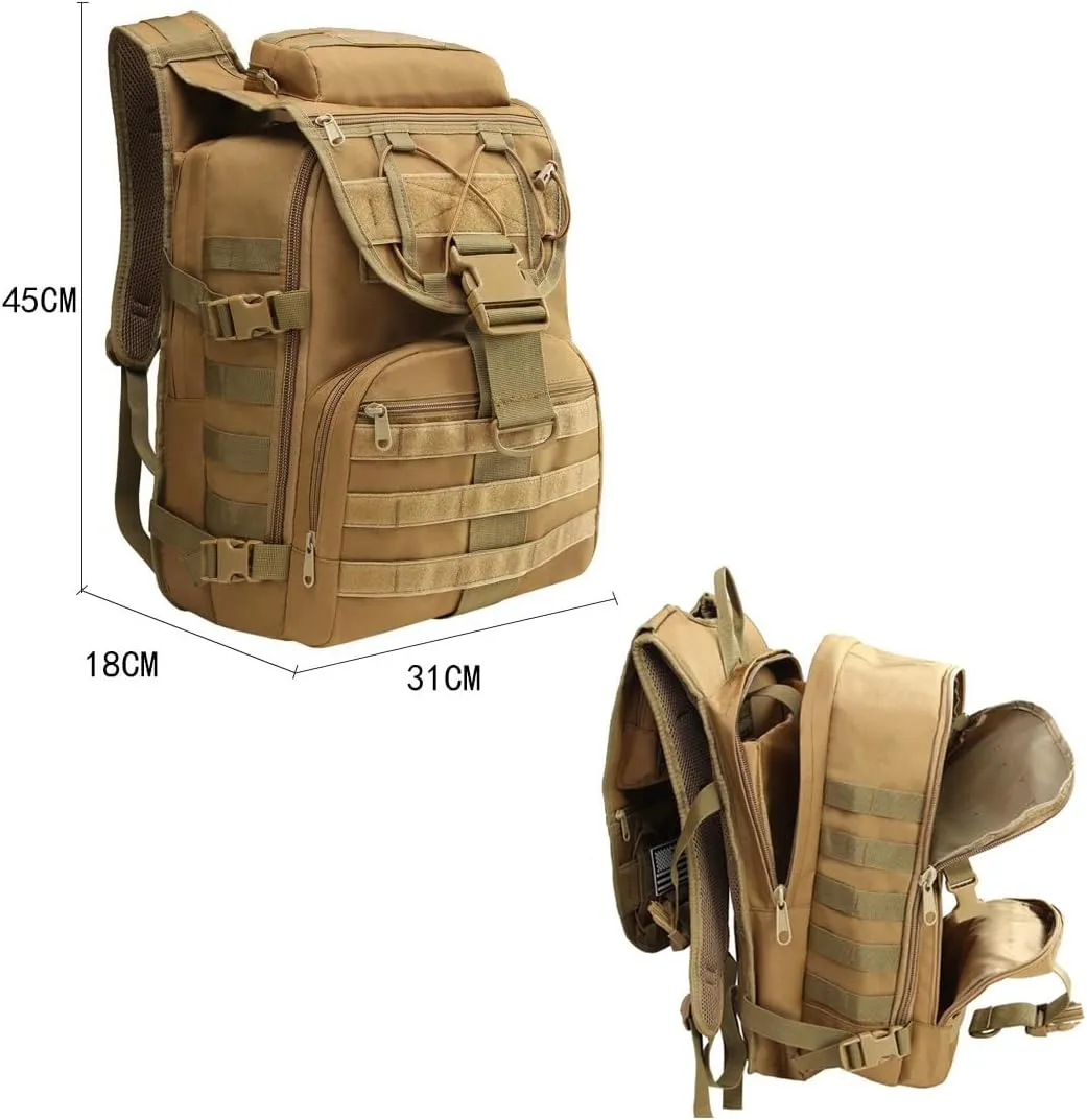 Military Tactical Backpack Army 3 Day Assault Pack Molle Bag Backpacks Hiking Daypacks For Men (Black)