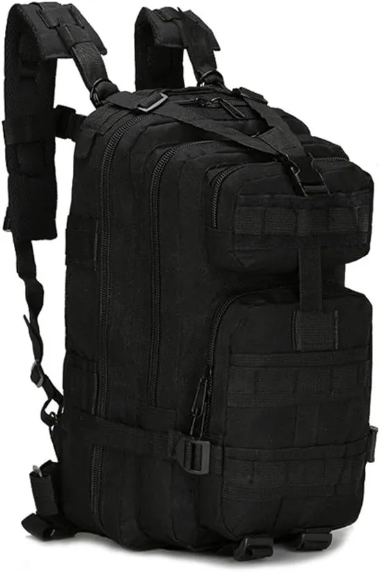 Military Tactical Backpack Assault Pack Molle Bug Out Bag Small Rucksack Molle Backpack for Hiking Camping Hunting Trekking Outdoor Tactical Combat Travel Bag 25L (Black)